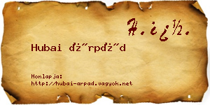 Hubai Árpád névjegykártya